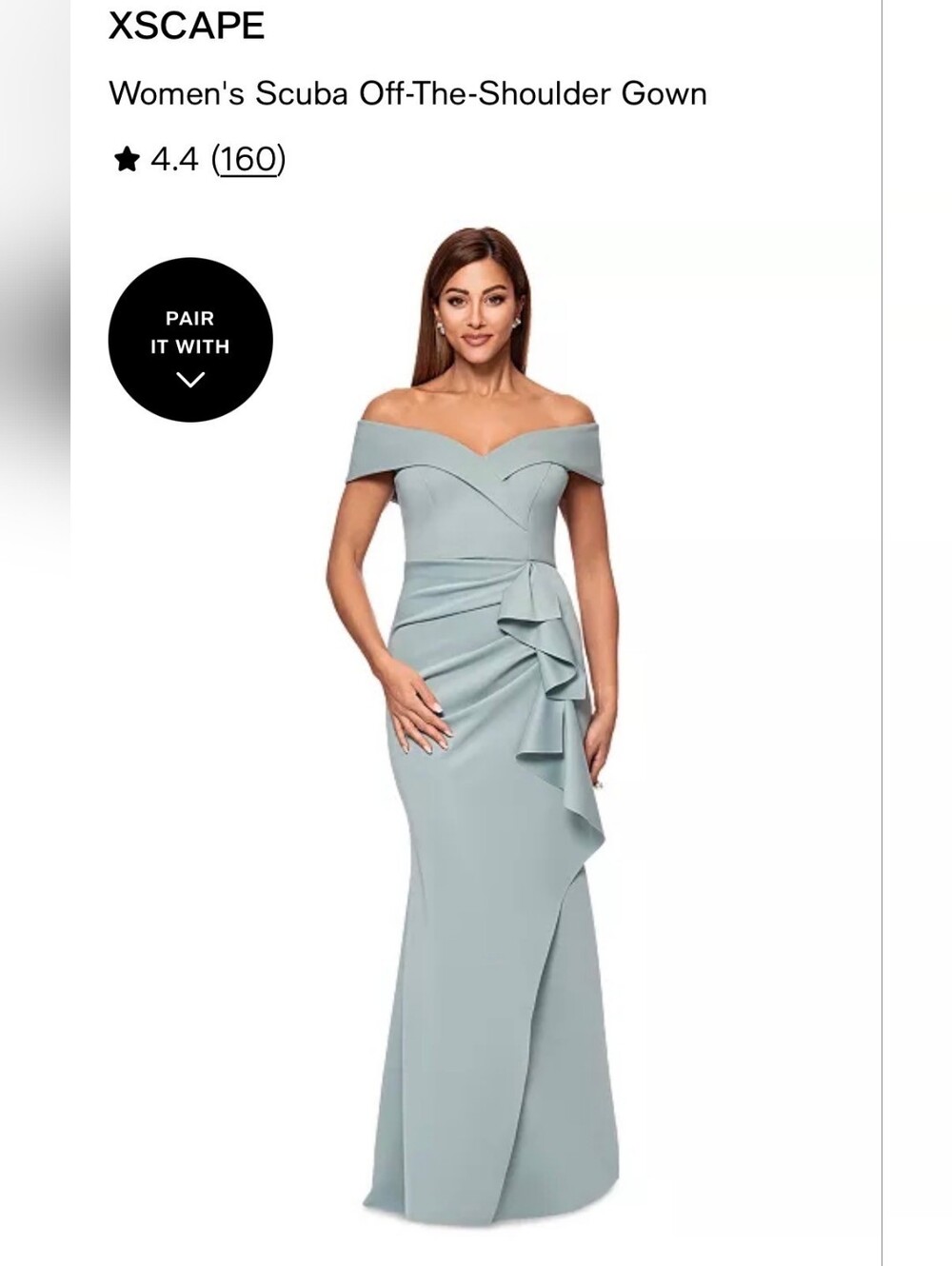 Xscape One-Shoulder Scuba Gown in Light Blue NWT 10